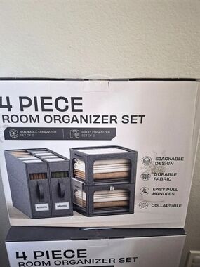 4 Piece Room Organizer Set Gray NWT